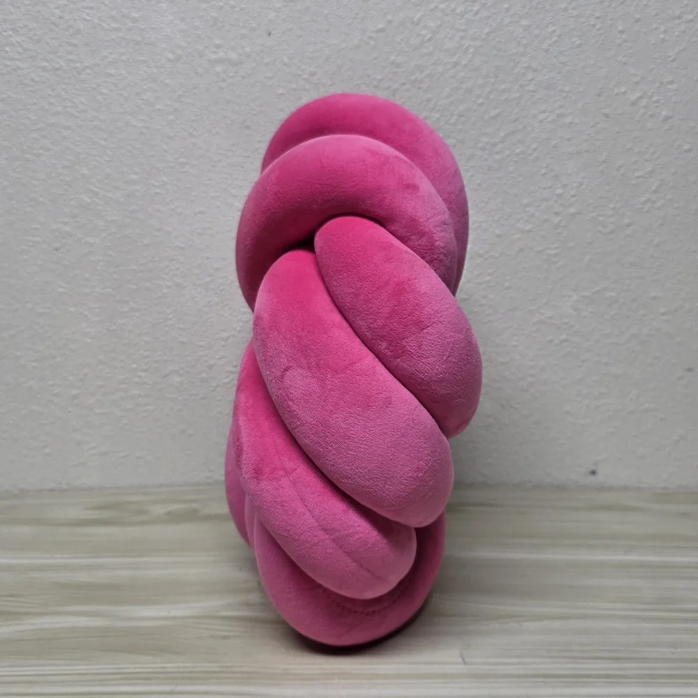 Decorative Tubular Knot Throw Pillow. Pink Bubble Gum, Barbie